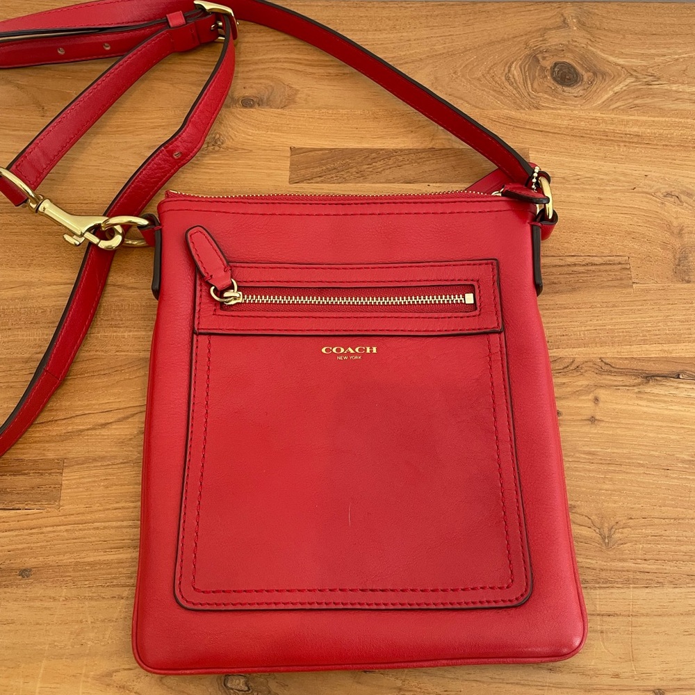 Coach Crossbody Sleeve in red leather